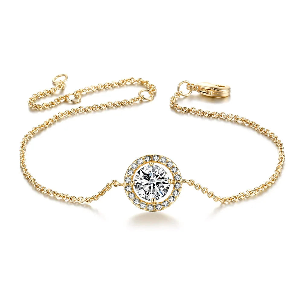 Cubic Zirconia Charm Bracelet - Rose Gold Micro Mosaic