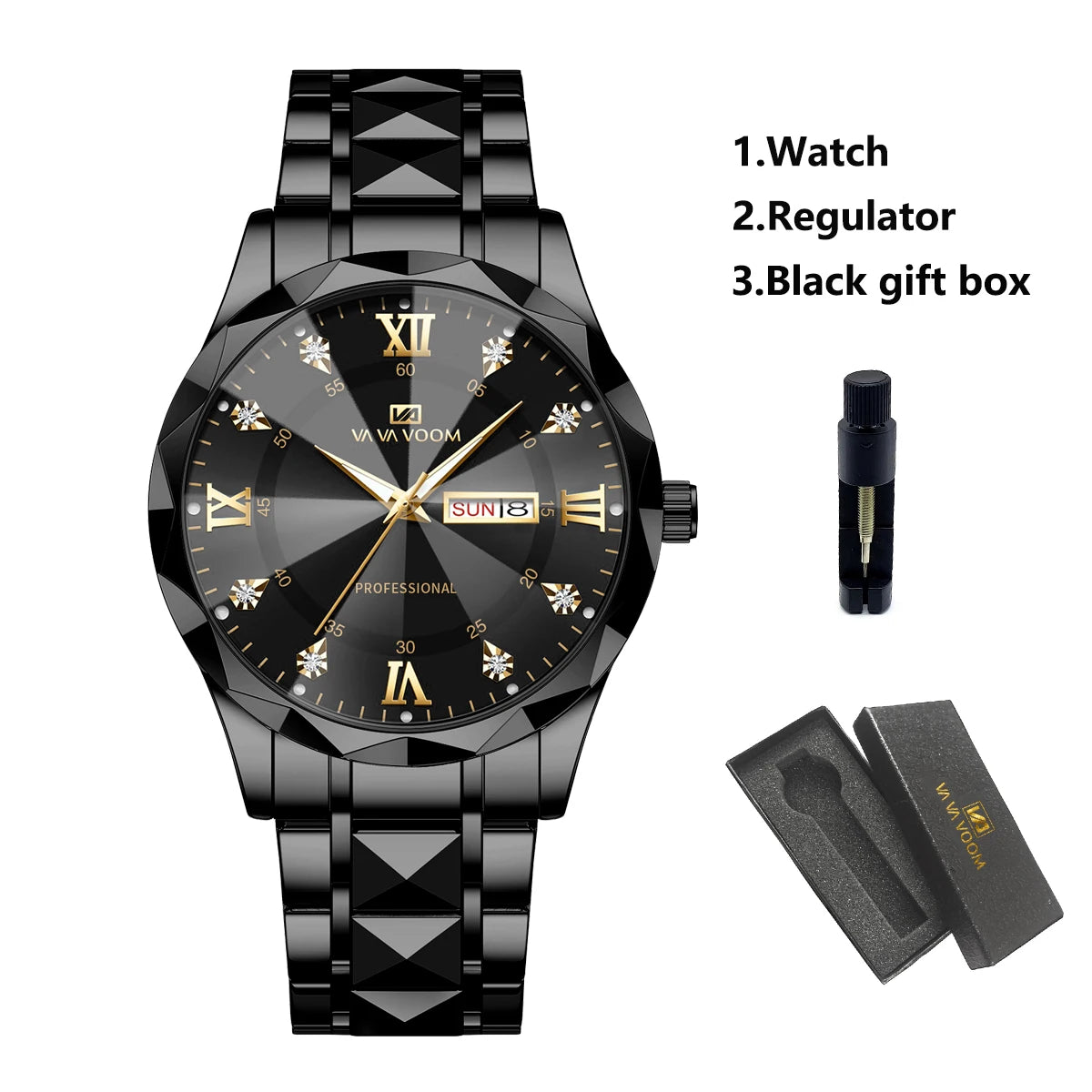 Luxury Rhinestone Business Watch - Stainless Steel Men's Quartz
