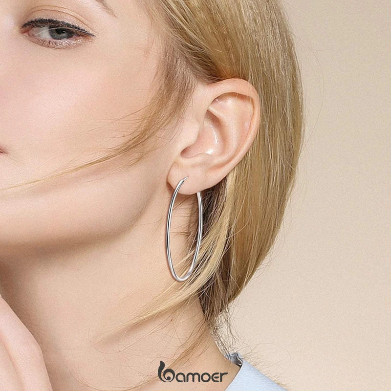 Large Hoop Earrings - 925 Sterling Silver