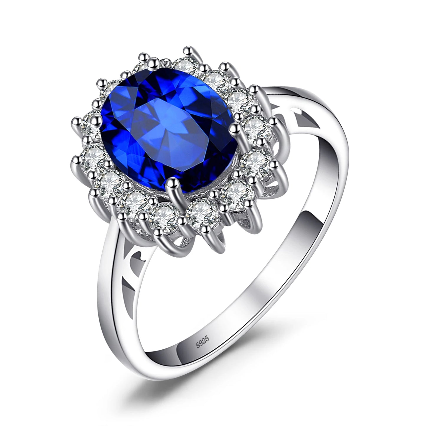 Blue Sapphire Ring - 925 Sterling Silver with Topaz