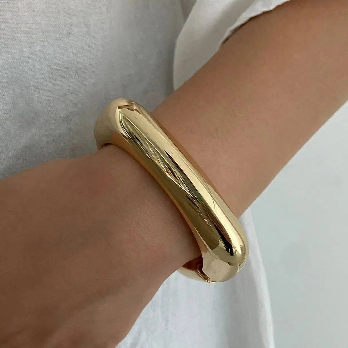 Bold Punk Geometric Metal Cuff Bracelet