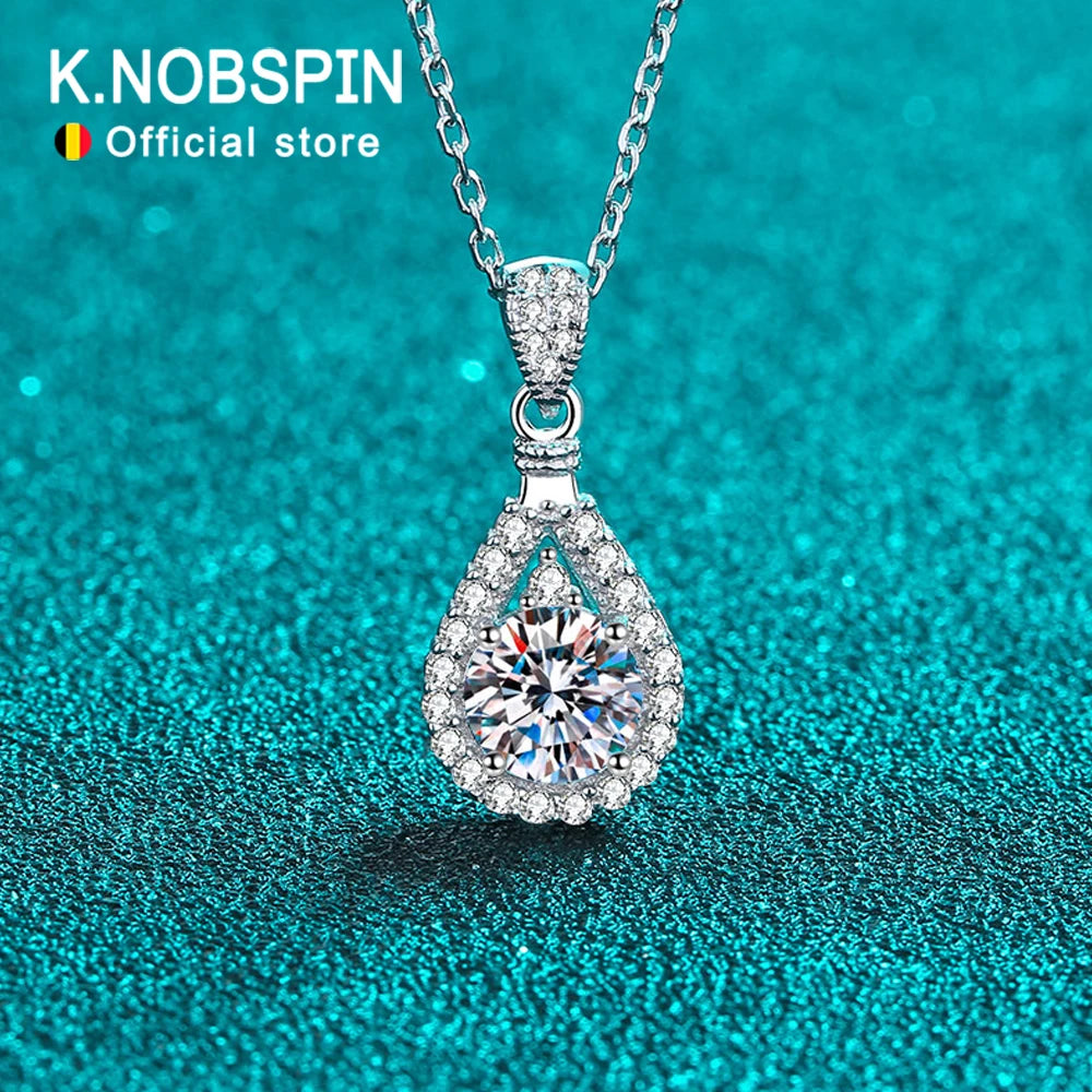 Moissanite Teardrop Pendant Necklace - Brilliant Cut Gemstone