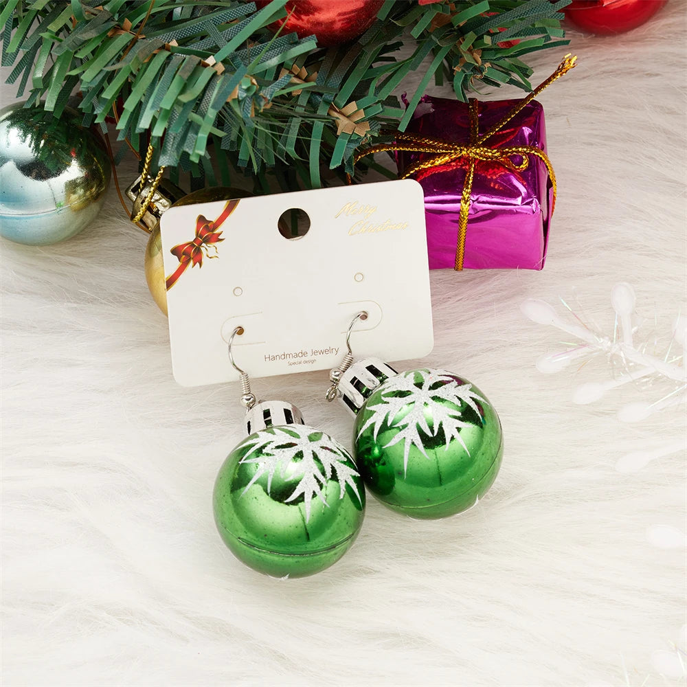 Resin Snowflake Christmas Drop Earrings - Festive Star Design