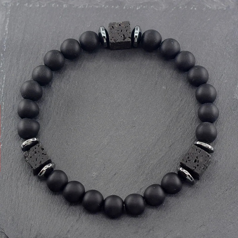 Black Lava Stone Beaded Bracelet - Natural Healing Design