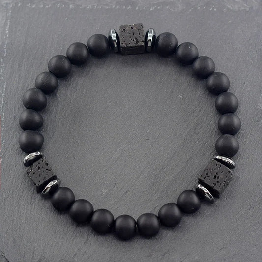 Black Lava Stone Beaded Bracelet - Natural Healing Design
