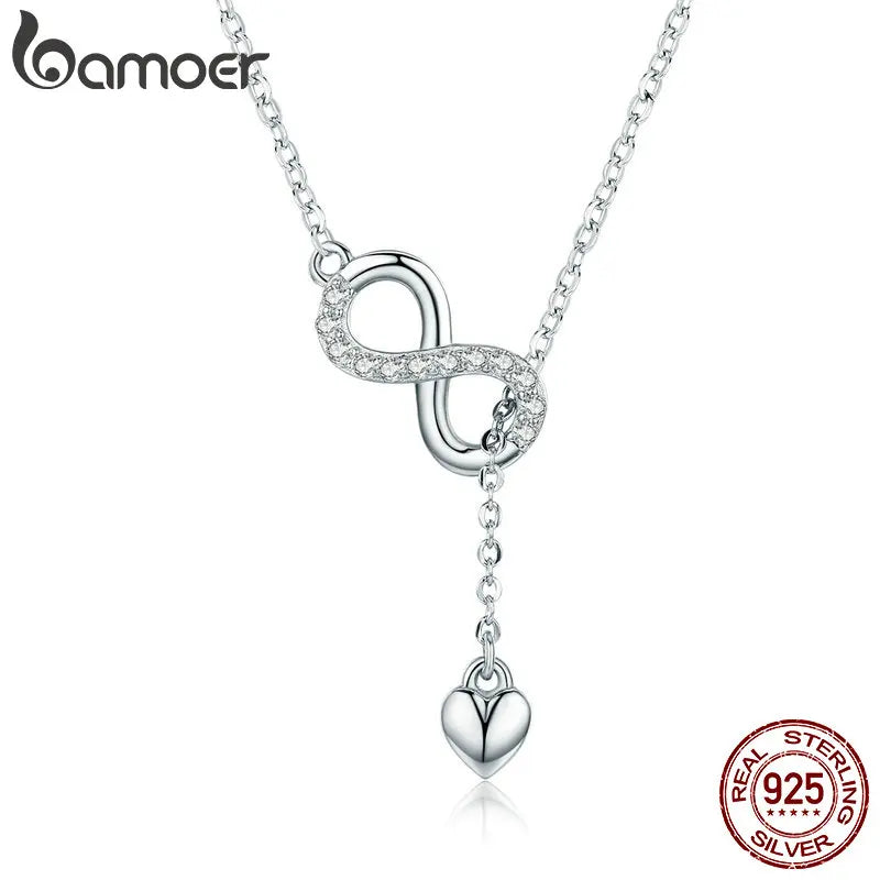 Sterling Silver Infinity Love Pendant Necklace - 925 Silver