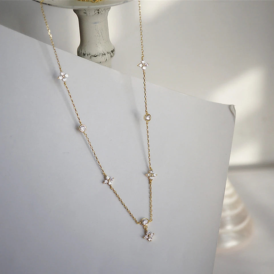 Zircon Four-Leaf Clover Pendant Necklace