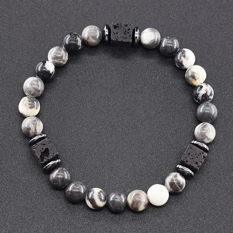 Black Lava Stone Beaded Bracelet - Natural Healing Design