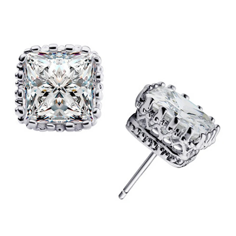 Small Cubic Zirconia Stud Earrings - 925 Sterling Silver