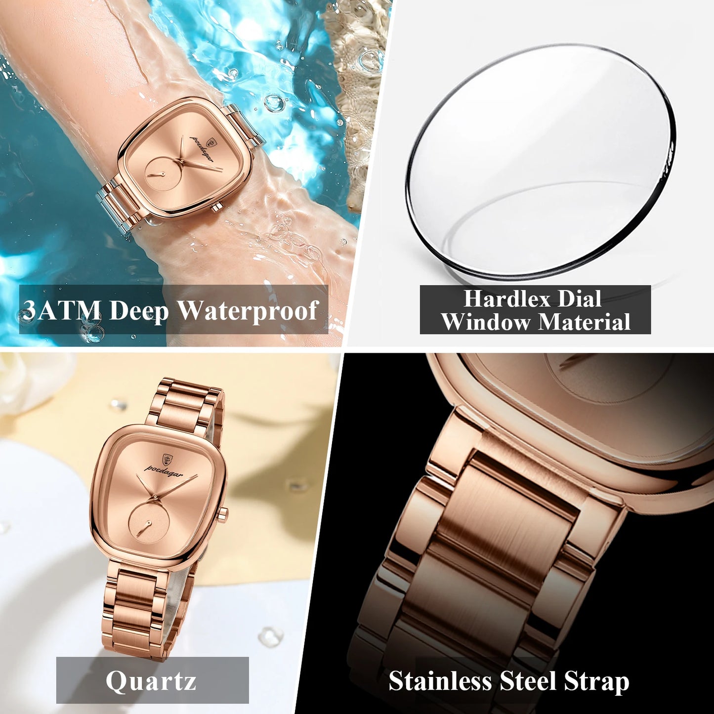 Luxury Stainless Steel Watch for Women - Water-Resistant Quartz