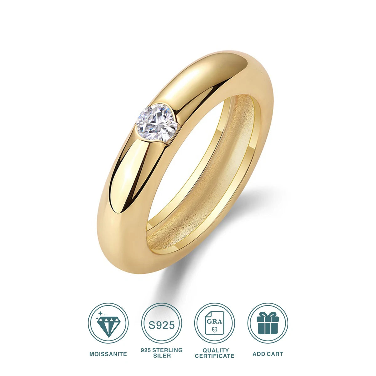 18K Gold Plated 925 Sterling Silver Ring