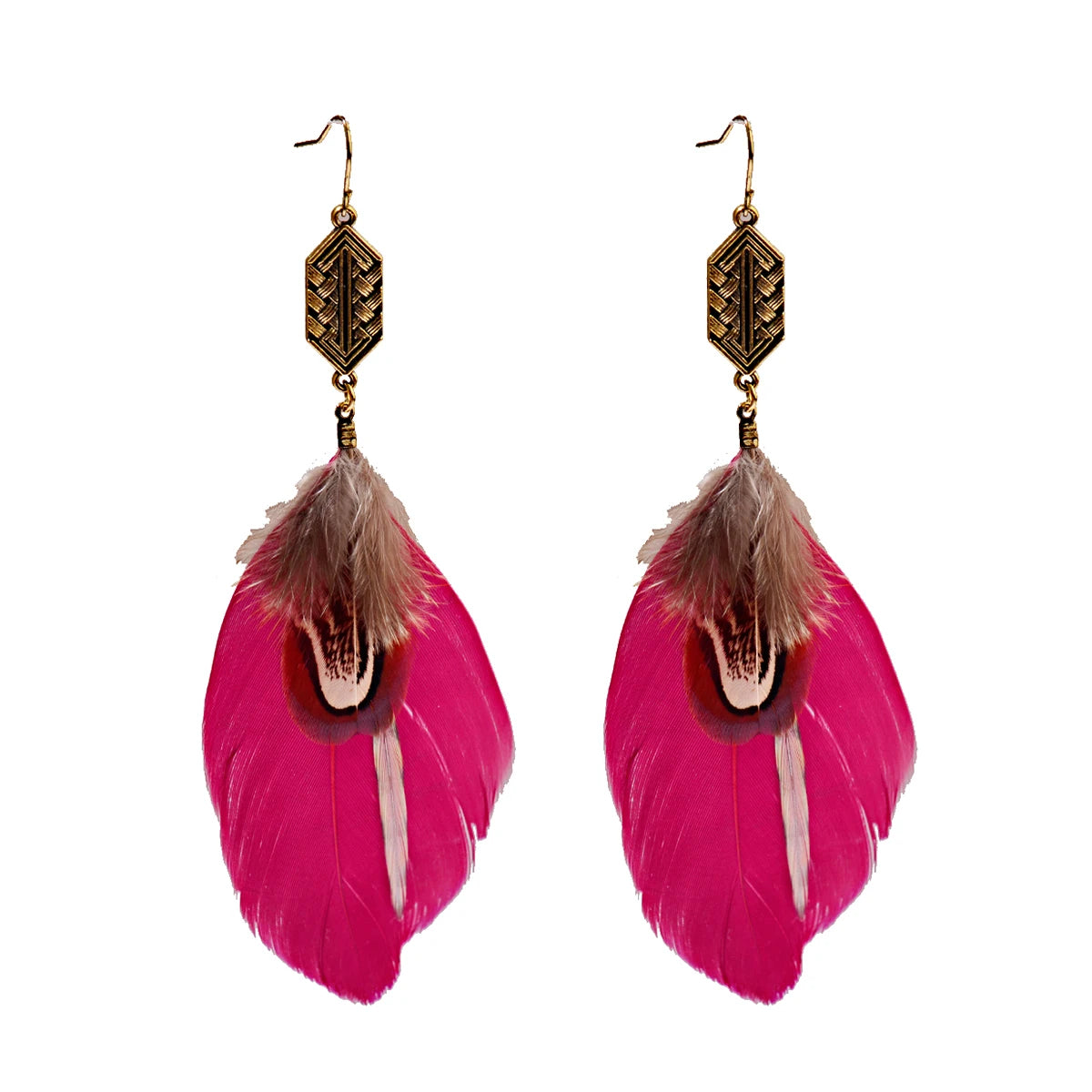 Vintage Bohemian Feather Tassel Earrings - Handmade Ethnic Design
