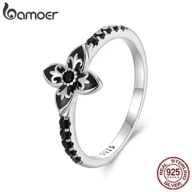 Nightfall Flower 925 Sterling Silver Ring