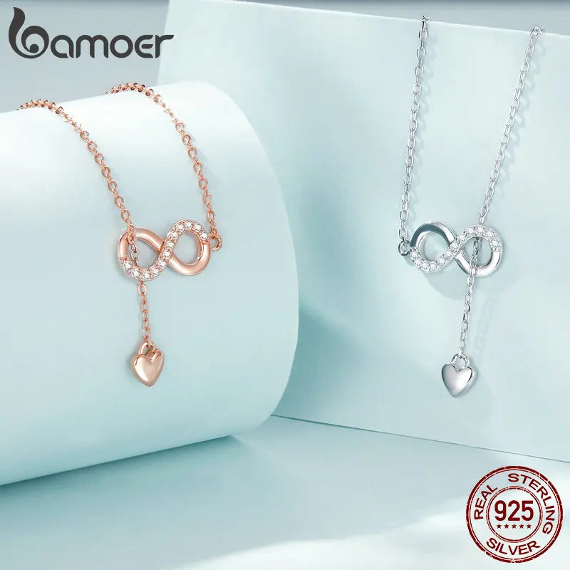 Sterling Silver Infinity Love Pendant Necklace - 925 Silver