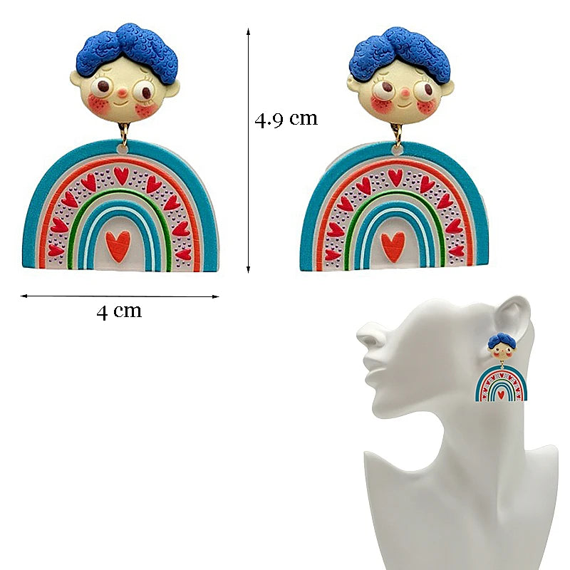 Colorful Acrylic Dangle Earrings - Irregular Trendy Design