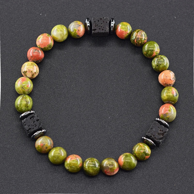 Black Lava Stone Beaded Bracelet - Natural Healing Design