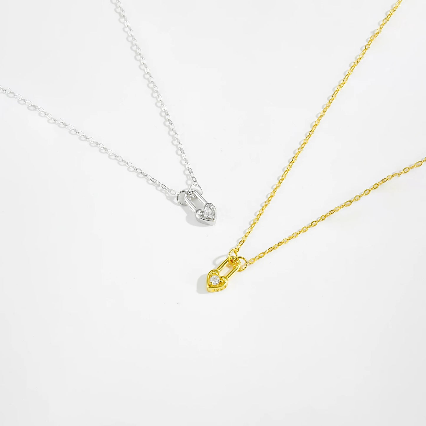 Sterling Silver Heart Padlock Pendant Necklace - 925 Silver