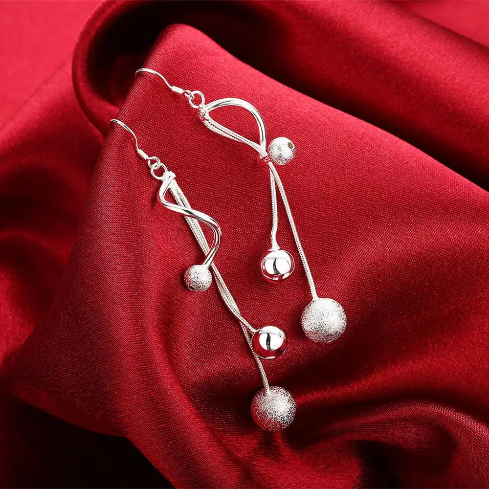 Tassel Bead Drop Earrings - 925 Sterling Silver