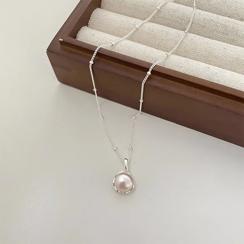 Natural Freshwater Pearl Sterling Silver Necklace - 925 Silver