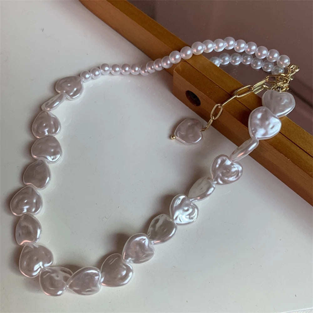 Layered Pearl and Chain Pendant Necklace