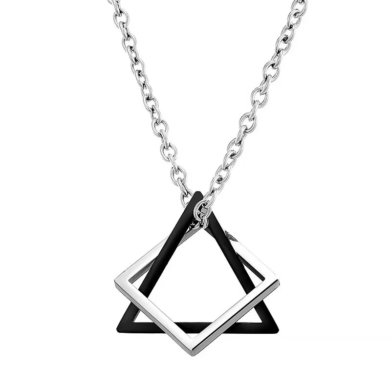 Geometric Square Triangle Pendant Necklace - Modern Minimalist