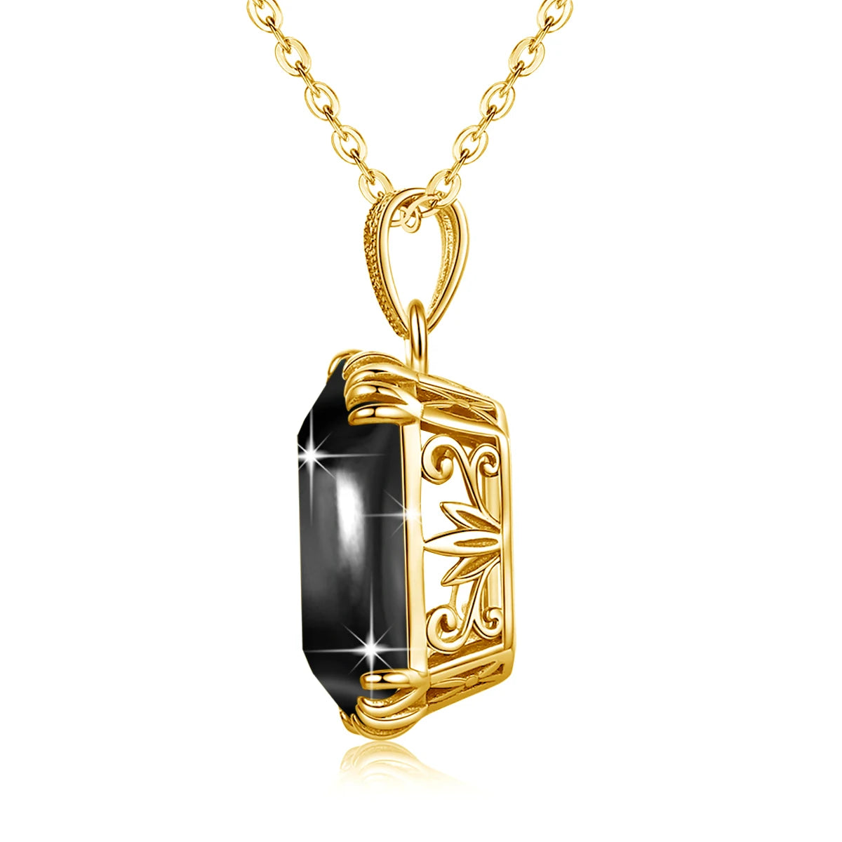 Gold Black Onyx Pendant Necklace - Fine Jewelry