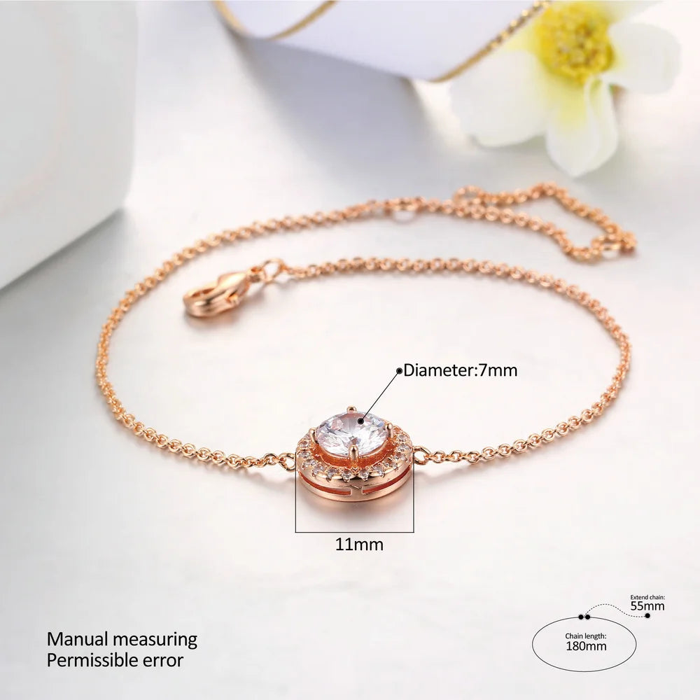 Cubic Zirconia Charm Bracelet - Rose Gold Micro Mosaic