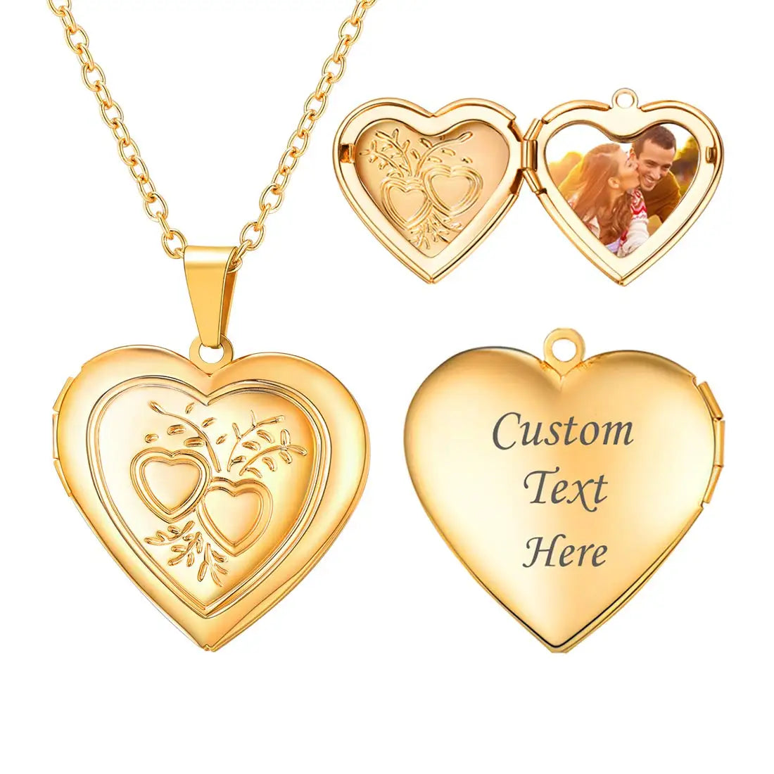 Heart Frame Memory Locket Pendant Necklace - Photo Keepsake