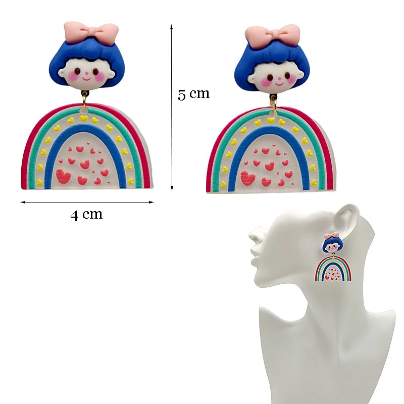 Colorful Acrylic Dangle Earrings - Irregular Trendy Design