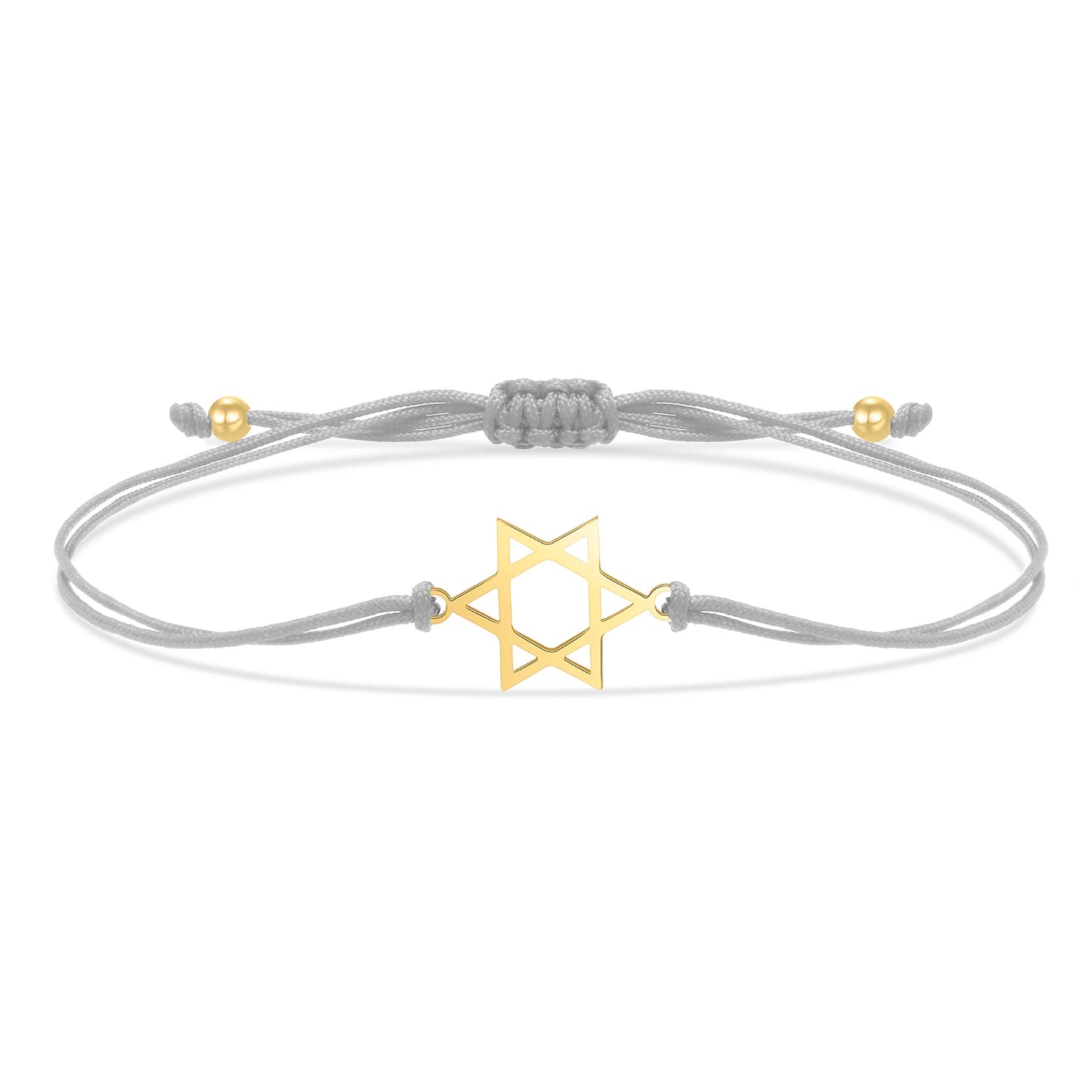 Six-Pointed Star Charm Bracelet - Stainless Steel Adjustable