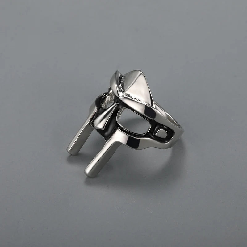 Gothic Mask Statement Ring - Punk Style Zinc Alloy