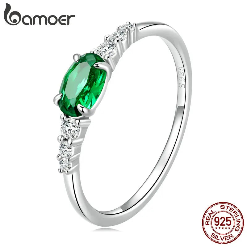 Simple Green Gemstone Ring - 925 Sterling Silver