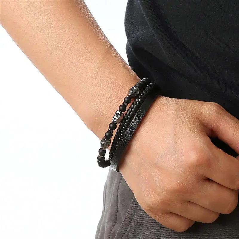 High Quality Leather Bracelet - Tiger Eye Beads with Magnetic Clasp