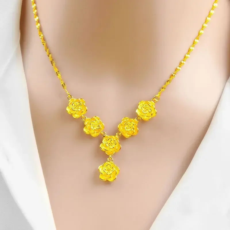 Gold Floral Statement Necklace
