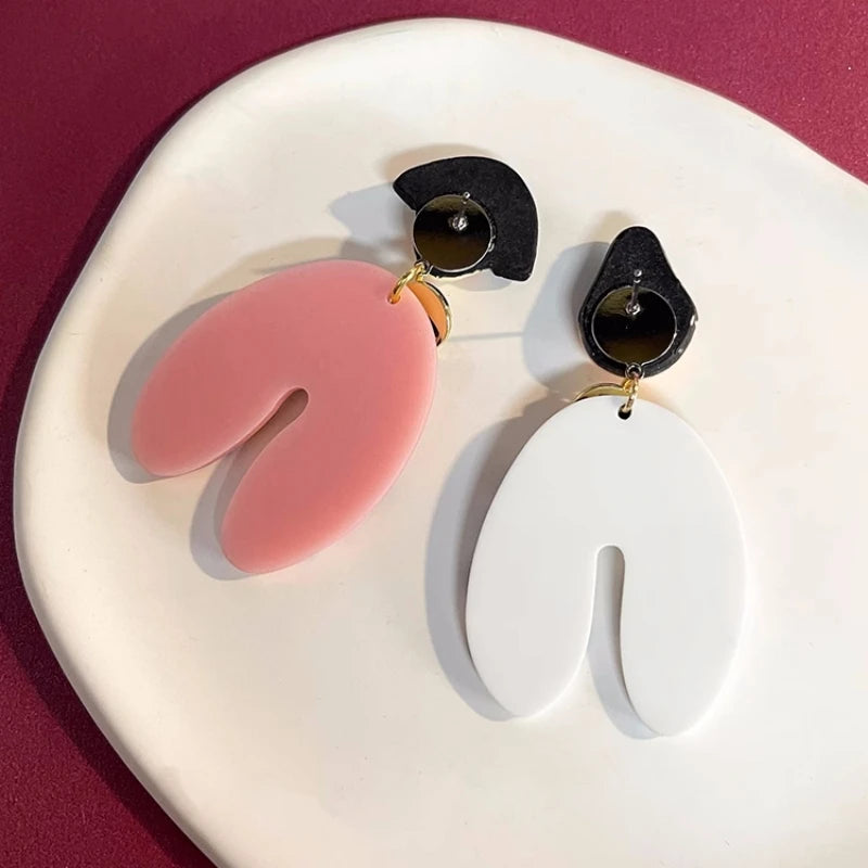 Colorful Acrylic Dangle Earrings - Irregular Trendy Design