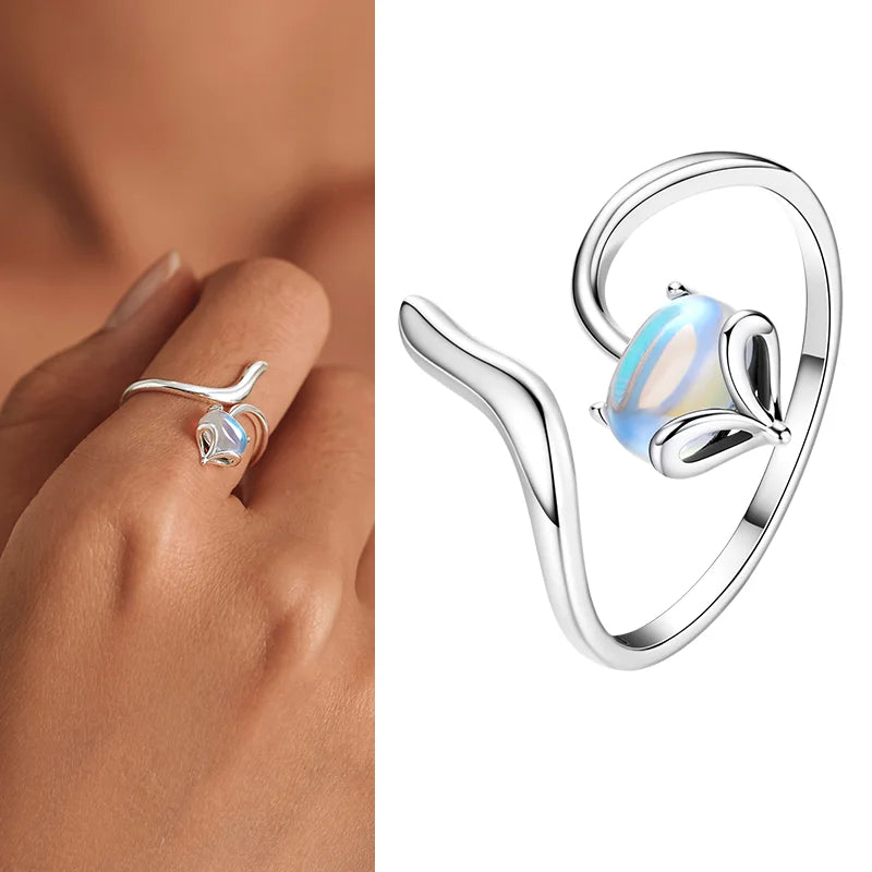 925 Sterling Silver Green Square Gemstone Open Ring