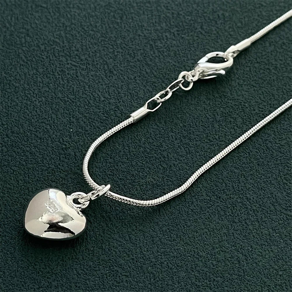 Sterling Silver Heart Pendant Necklace - 925 Silver