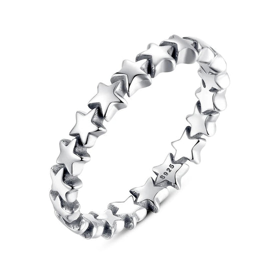 Star Trail Stackable Ring - 925 Sterling Silver Celestial Design