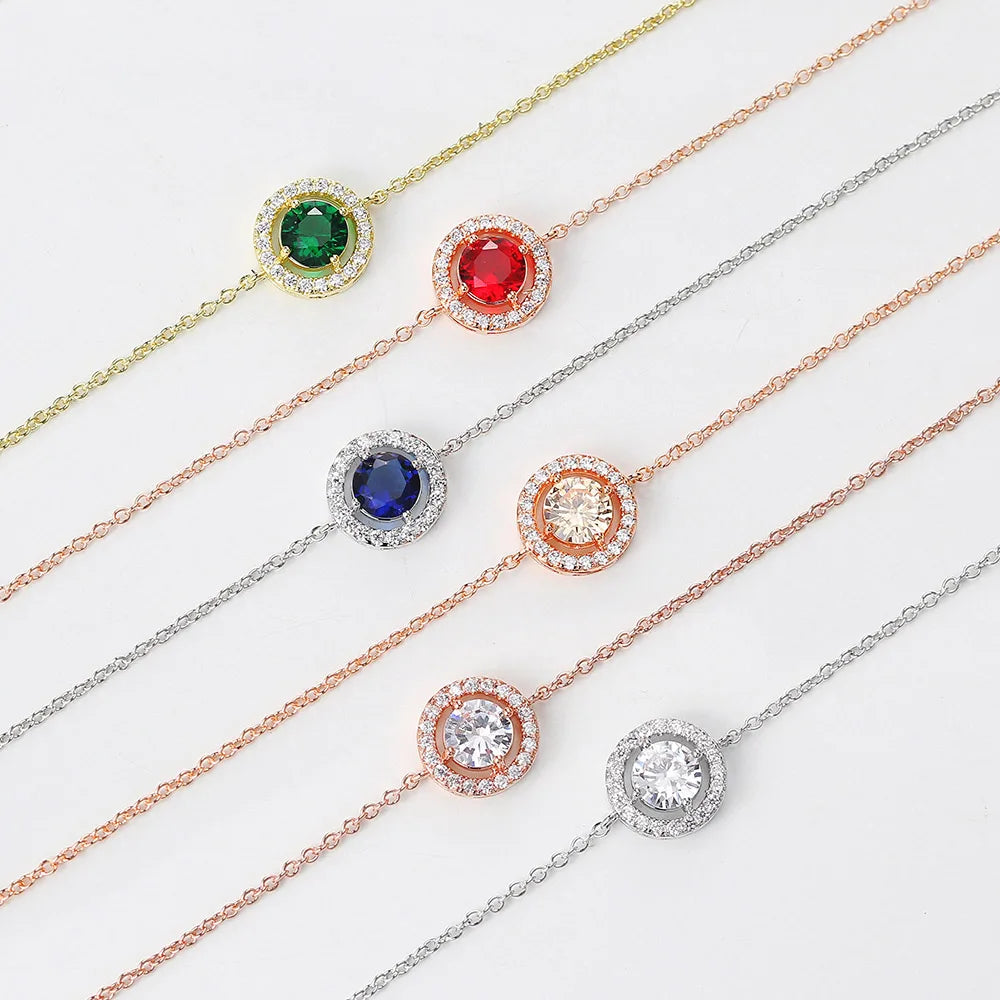 Cubic Zirconia Charm Bracelet - Rose Gold Micro Mosaic