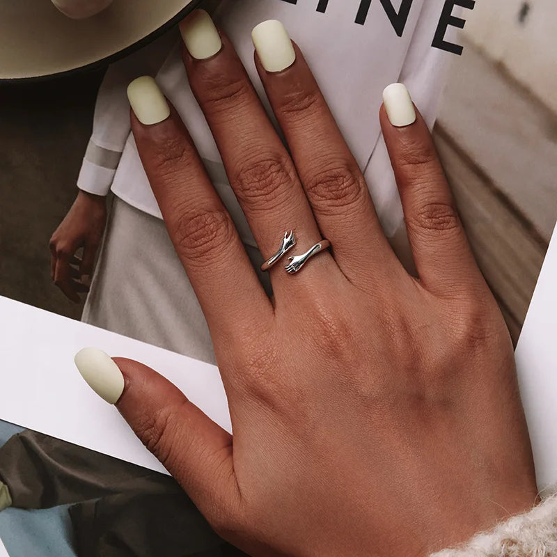 925 Sterling Silver Green Square Gemstone Open Ring