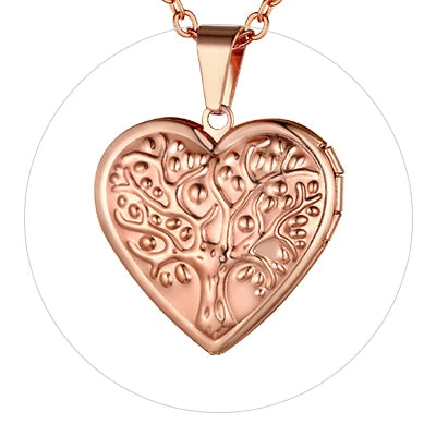 Heart Frame Memory Locket Pendant Necklace - Photo Keepsake