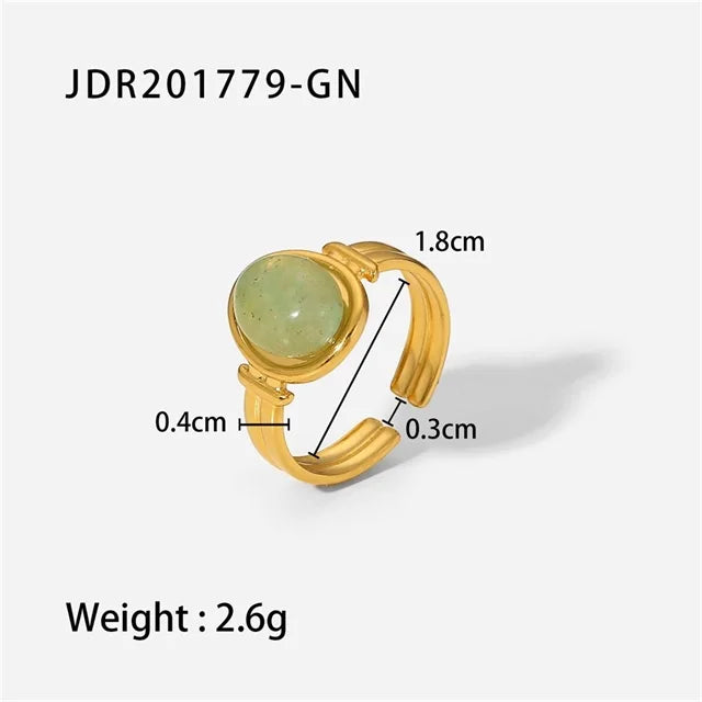 Natural Stone Ring - Gold Plated Stainless Steel