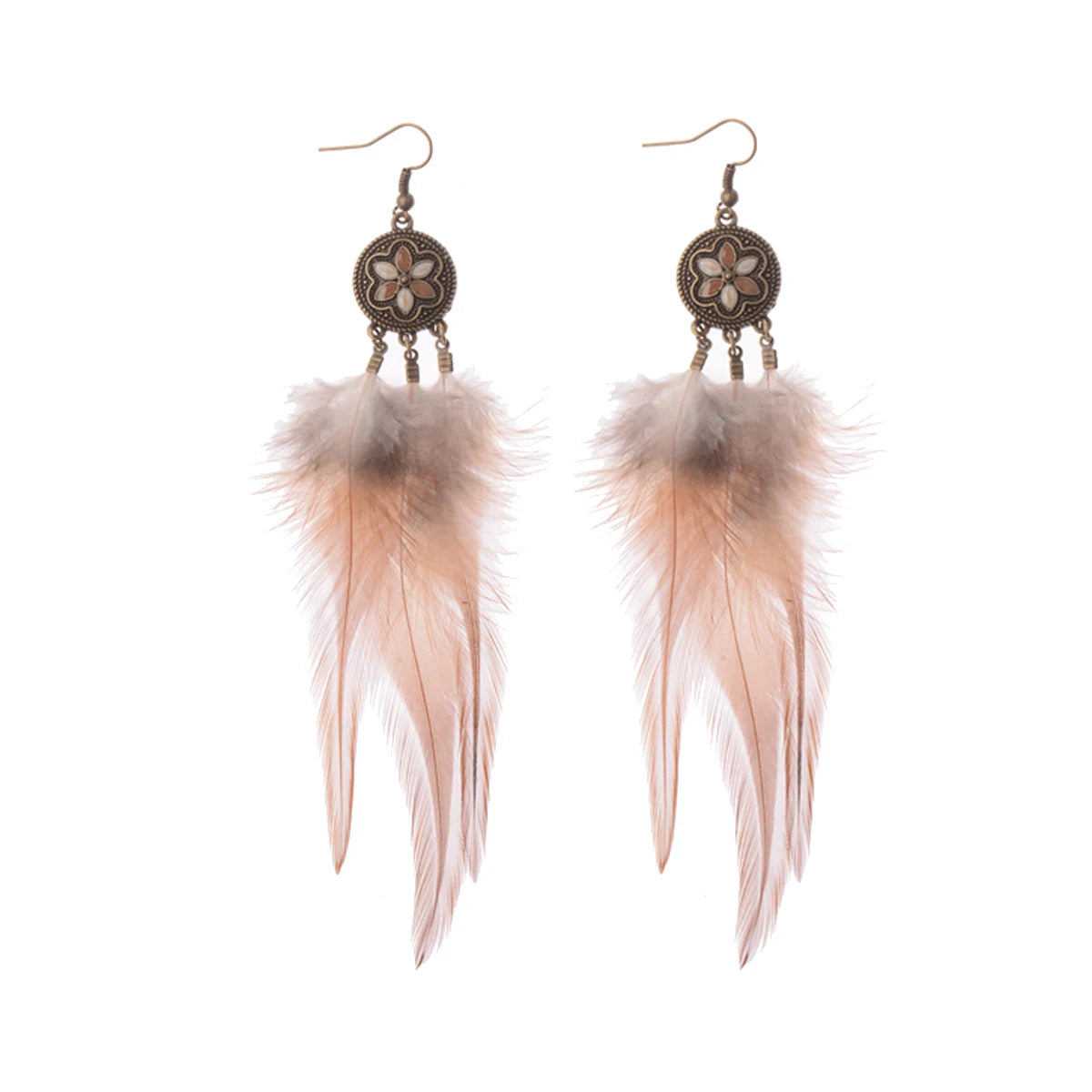 Vintage Bohemian Feather Tassel Earrings - Handmade Ethnic Design