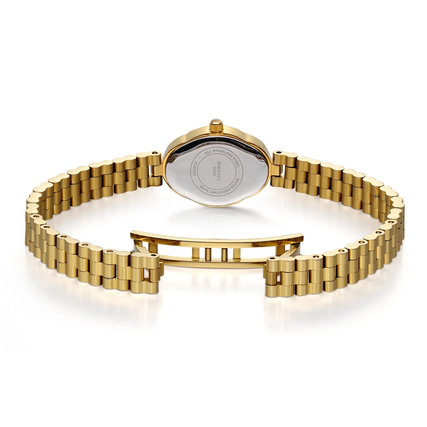 Luxury Oval Women's Watch - Gold Stainless Steel with Sapphire Coating