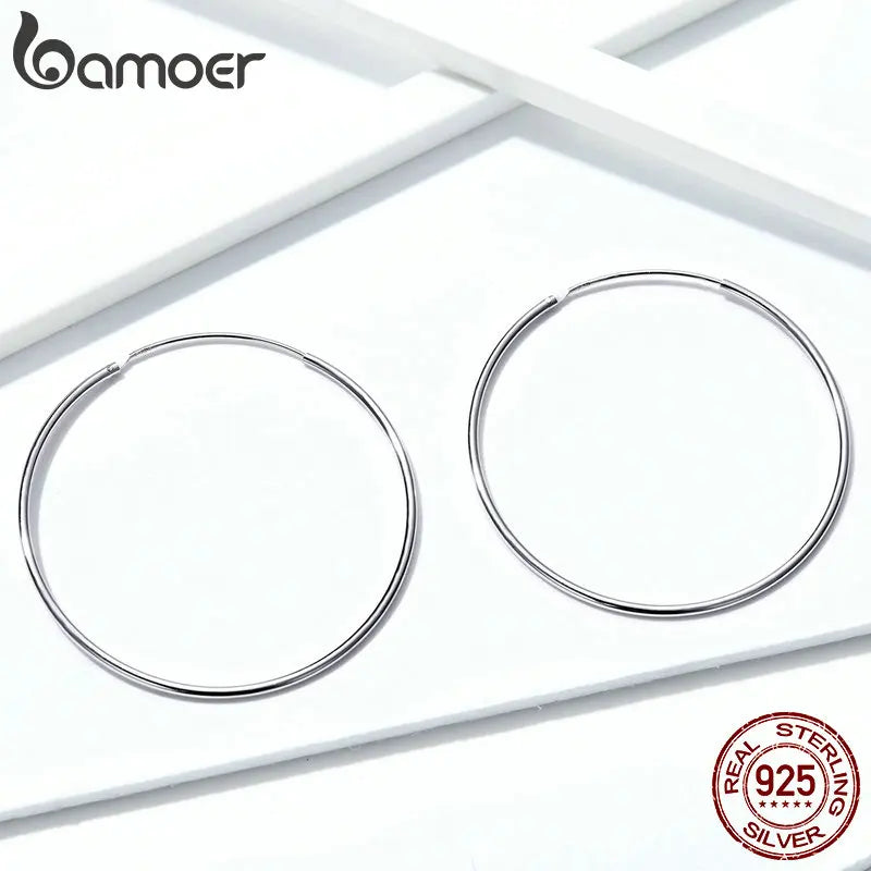 Large Hoop Earrings - 925 Sterling Silver