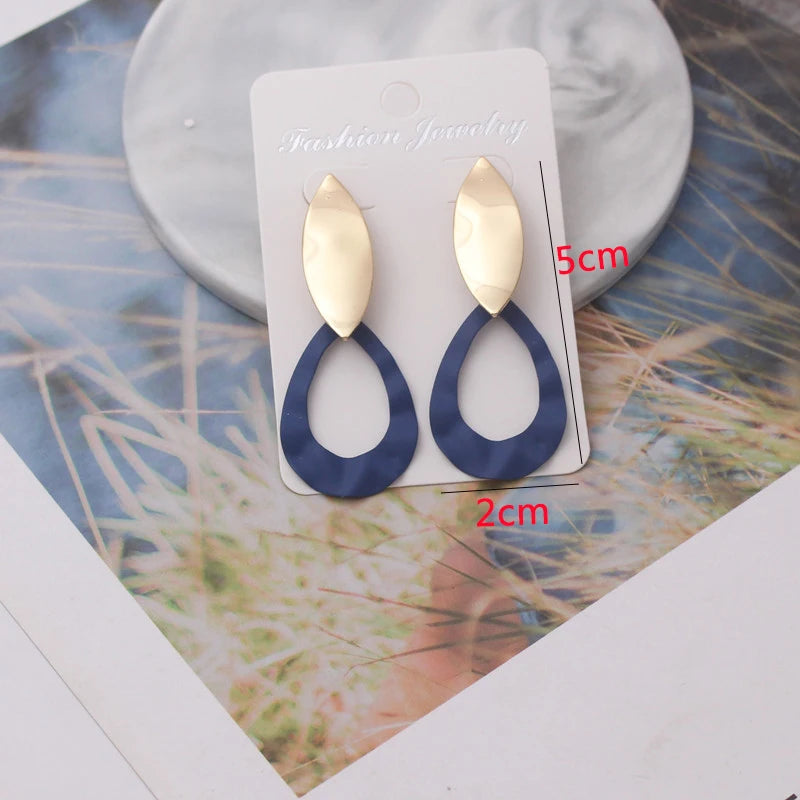 Blue Geometric Earrings - Bohemian Style Drop Earrings