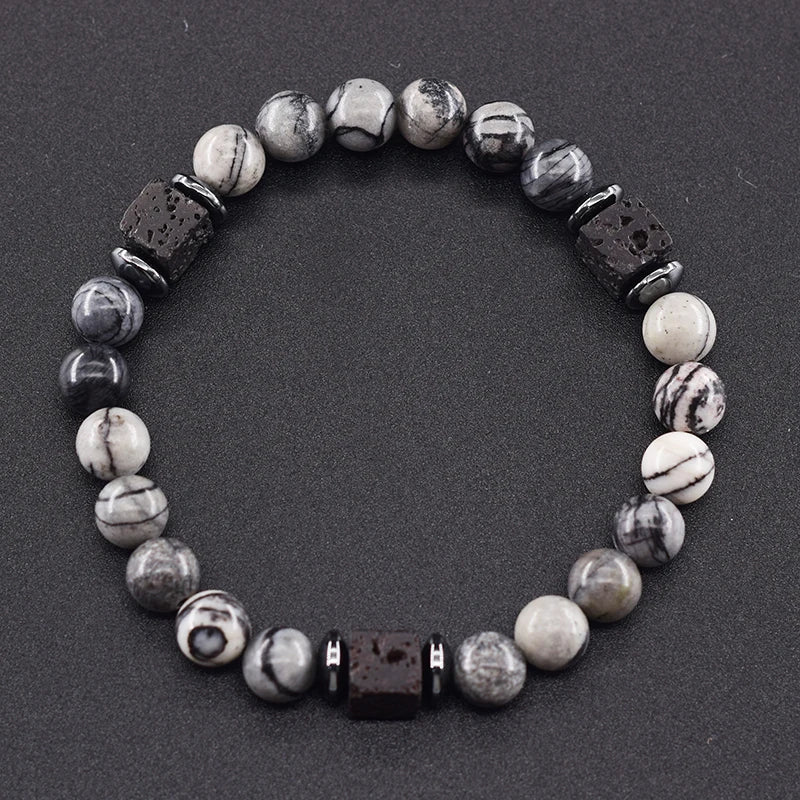 Black Lava Stone Beaded Bracelet - Natural Healing Design