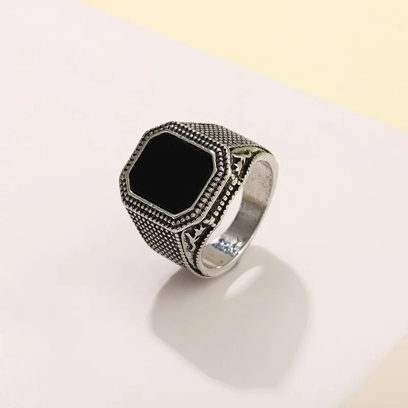 Vintage Hand Engraved Pattern Turkish Signet Ring