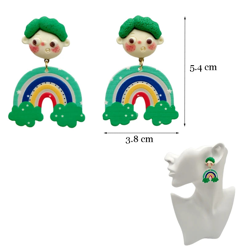 Colorful Acrylic Dangle Earrings - Irregular Trendy Design