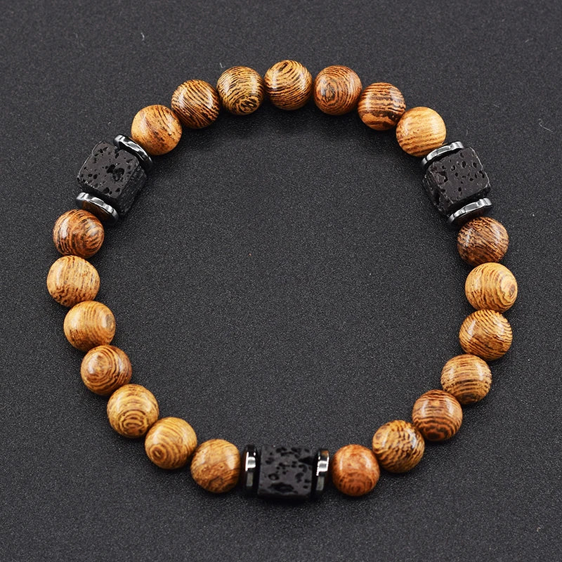 Black Lava Stone Beaded Bracelet - Natural Healing Design